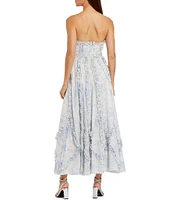 Mac Duggal Strapless Floral Ruffled Gown