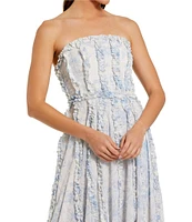 Mac Duggal Strapless Floral Ruffled Gown