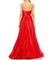 Mac Duggal Strapless Sleeveless Ruched Asymmetrical Bubble Hem Gown