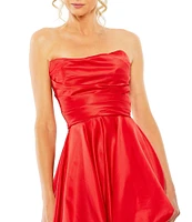 Mac Duggal Strapless Sleeveless Ruched Asymmetrical Bubble Hem Gown