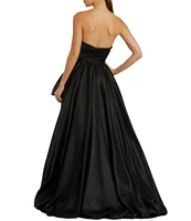 Mac Duggal Strapless Sleeveless Ruched Asymmetrical Bubble Hem Gown