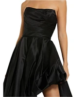 Mac Duggal Strapless Sleeveless Ruched Asymmetrical Bubble Hem Gown