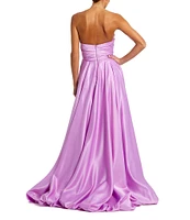 Mac Duggal Strapless Sleeveless Ruched Asymmetrical Bubble Hem Gown