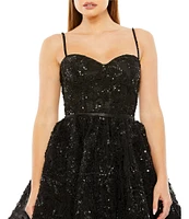 Mac Duggal Sweetheart Neck Bustier Sequined Mini Dress