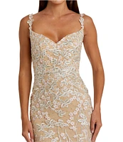Mac Duggal Sweetheart Neck Corset Bodice Floral Embroidered Sheath Gown