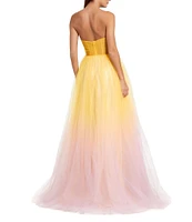 Mac Duggal Sweetheart Neckline Fitted Bodice Strapless Ombre Tulle Ballgown