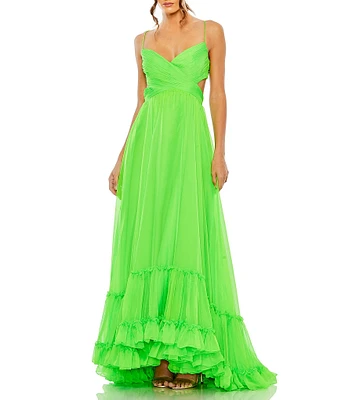 Mac Duggal Sweetheart Ruffle Tiered Cut Out Gown