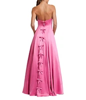 Mac Duggal Sweetheart Strapless Bow Back Satin Ballgown