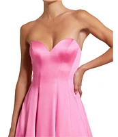 Mac Duggal Sweetheart Strapless Bow Back Satin Ballgown