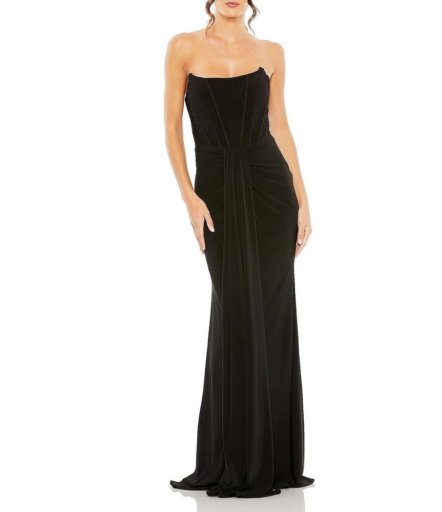 Mac Duggal Sweetheart Velvet Trim Jersey Gown