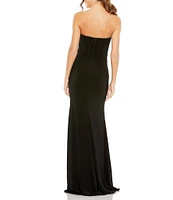 Mac Duggal Sweetheart Velvet Trim Jersey Gown