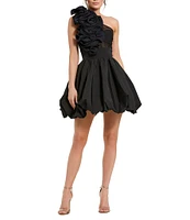 Mac Duggal Taffeta Asymmetrical One Shoulder Ruffle Bubble Mini Dress