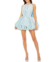 Mac Duggal Taffeta High Neck Sleeveless Bubble Hem Mini Dress