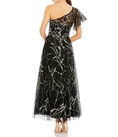 Mac Duggal Two Tone One Shoulder A-Line Dress