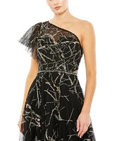 Mac Duggal Two Tone One Shoulder A-Line Dress