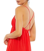 Mac Duggal V-Neck Spaghetti Strap A-Line Mini Dress