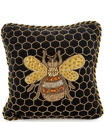 MacKenzie-Childs Beaded Queen Bee Square Pillow