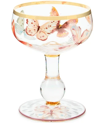 MacKenzie-Childs Butterfly Hill Hand Painted Coupe Glass
