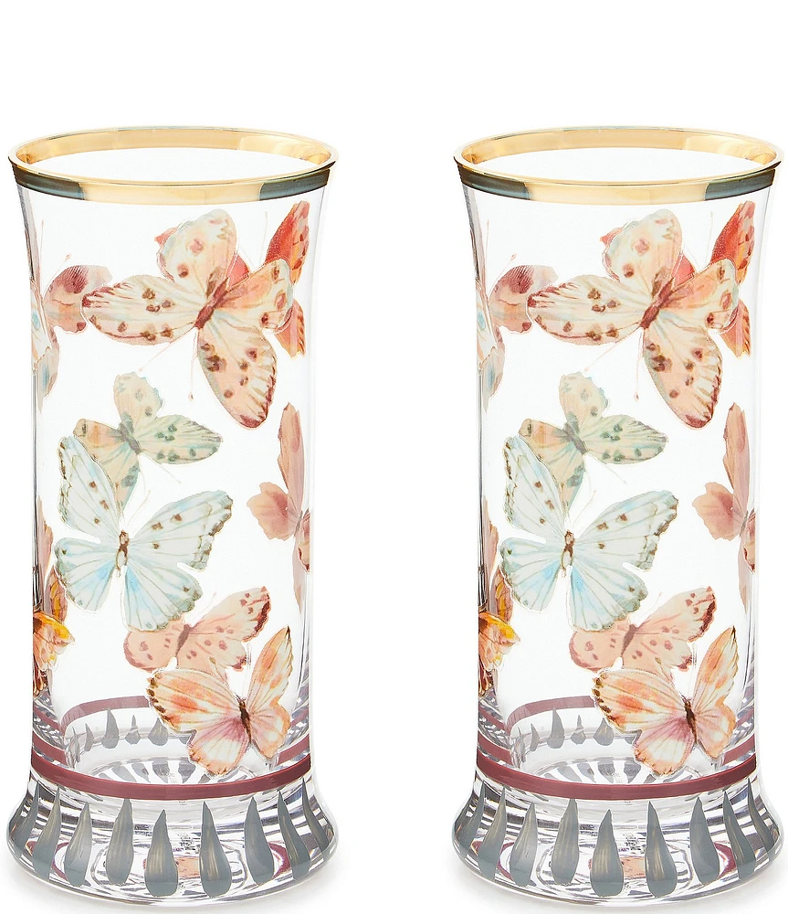 MacKenzie-Childs Butterfly Hill Highball Glass, Set of 2