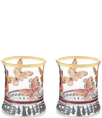 MacKenzie-Childs Butterfly Hill Tumbler Glass, Set of 2