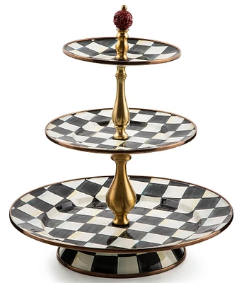 MacKenzie-Childs Courtly Check® Enamel Three Tier Sweet Stand