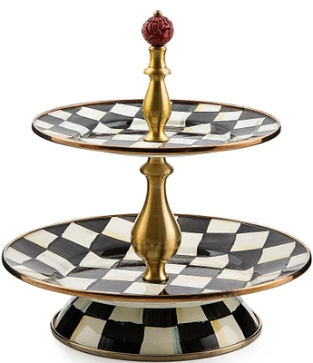 MacKenzie-Childs Courtly Check® Enamel Two Tier Sweet Stand