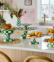 MacKenzie-Childs Check Enamel Pedestal Platter