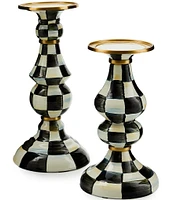 MacKenzie-Childs Check Enamel Pillar Candlestick