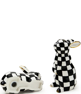 MacKenzie-Childs Easter Collection Courtly Check Bunny Salt & Pepper Shaker Set