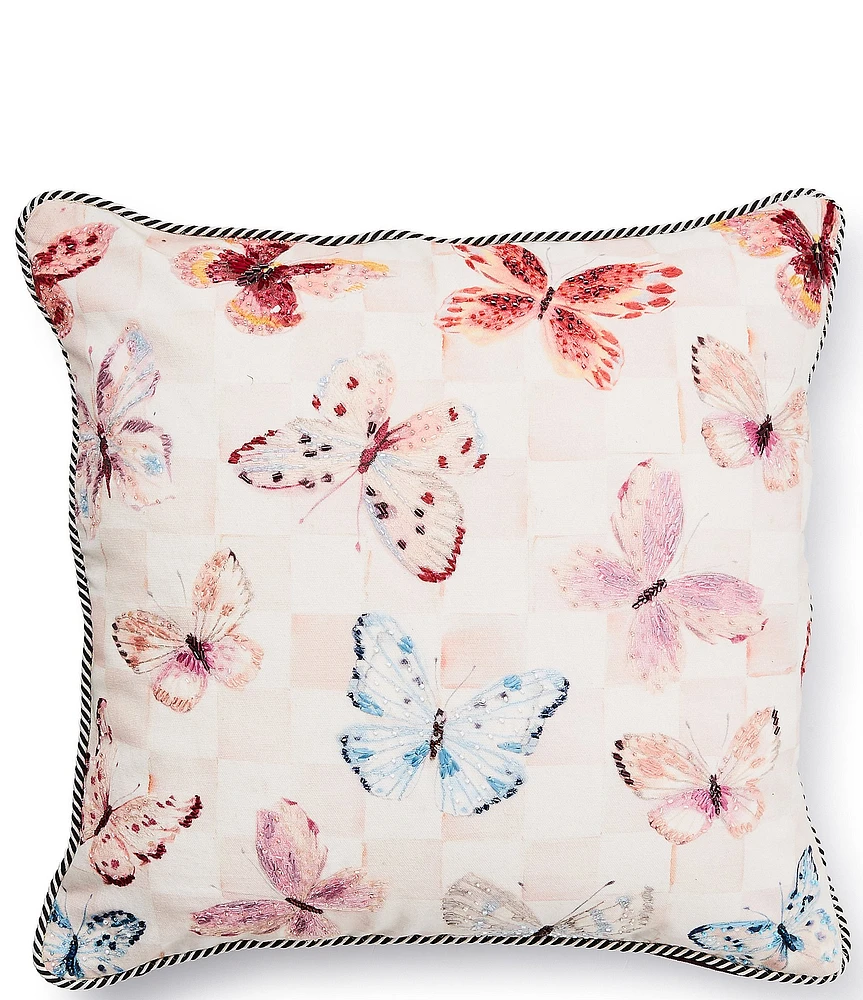 MacKenzie-Childs Eternity Butterfly Checked Decorative Square Pillow