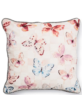 MacKenzie-Childs Eternity Butterfly Checked Decorative Square Pillow