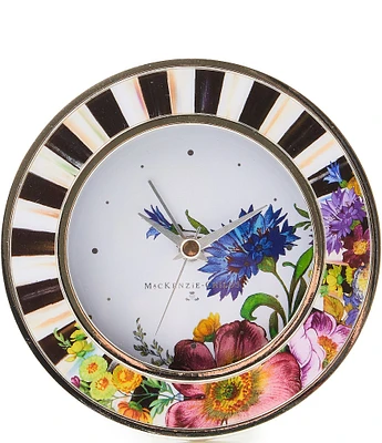 MacKenzie-Childs Flower Market Silver Plated Round Desk Clock