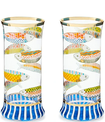 MacKenzie-Childs Go Fish Highball Glass, Set of 2
