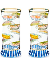 MacKenzie-Childs Go Fish Highball Glass, Set of 2