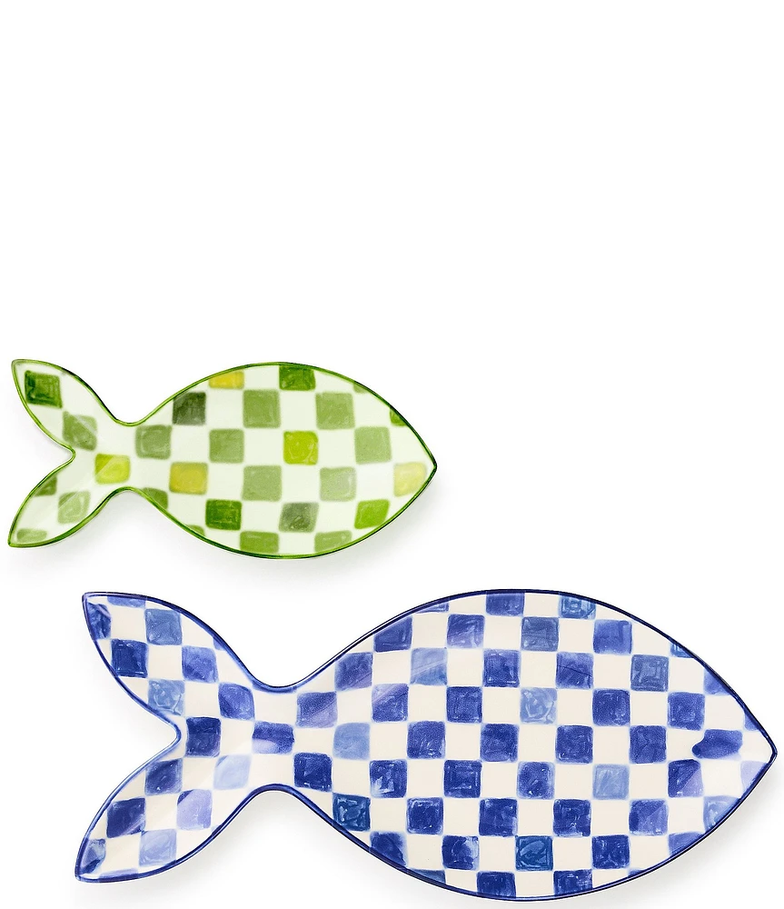 MacKenzie-Childs Go Fish Serving Platters, Set of 2