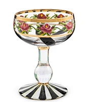MacKenzie-Childs Maypole Black Floral Stripe Coupe Glass