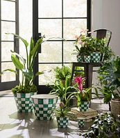 MacKenzie-Childs Check Enamel Large Flower Pot