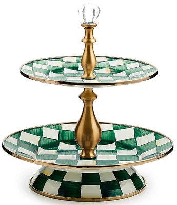 MacKenzie-Childs Check Enamel Two Tier Sweet Stand