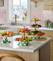 MacKenzie-Childs Check Enamel Two Tier Sweet Stand