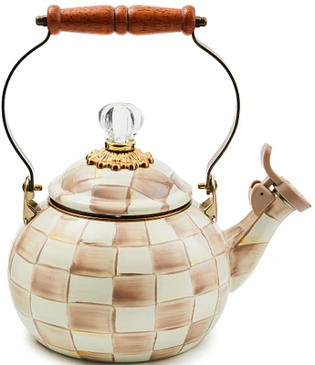 MacKenzie-Childs Mocha Check® Enamel Whistling Tea Kettle