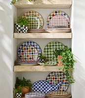 MacKenzie-Childs Multi-Color Check Round Platter, 13.25#double;