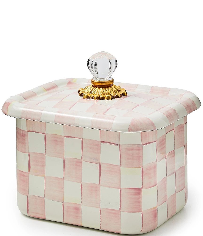 MacKenzie-Childs Check Enamel Glass Knob Recipe Box