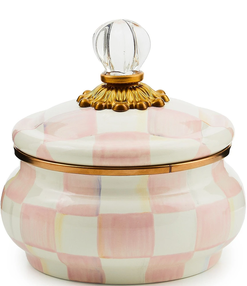 MacKenzie-Childs Check Enamel Squashed Pot Canister