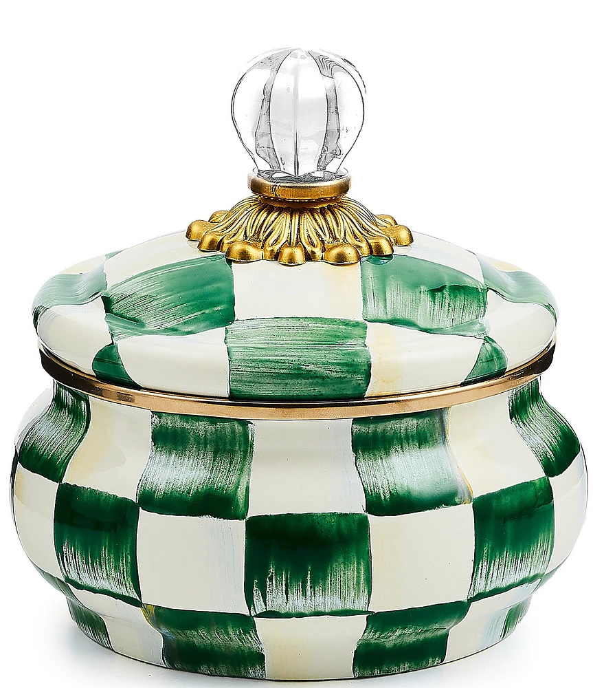 MacKenzie-Childs Check Enamel Squashed Pot Canister