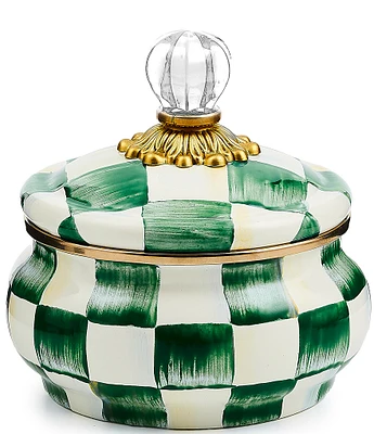 MacKenzie-Childs Check Enamel Squashed Pot Canister
