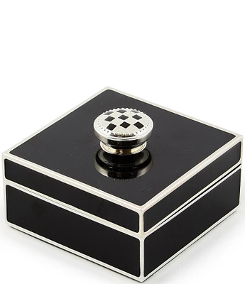MacKenzie-Childs Silver Plated Trinket Box with Check Knob