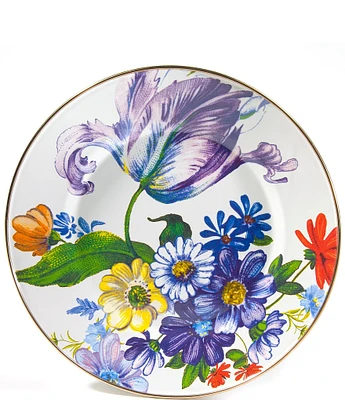 MacKenzie-Childs White Flower Market Enamel Dinner Plate