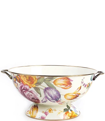 MacKenzie-Childs White Flower Market Enamel Everything Bowl