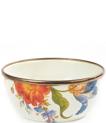 MacKenzie-Childs White Flower Market Enamel Pinch Bowl