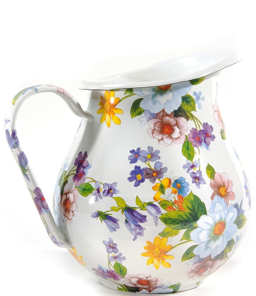 MacKenzie-Childs White Flower Market Enamel Pitcher